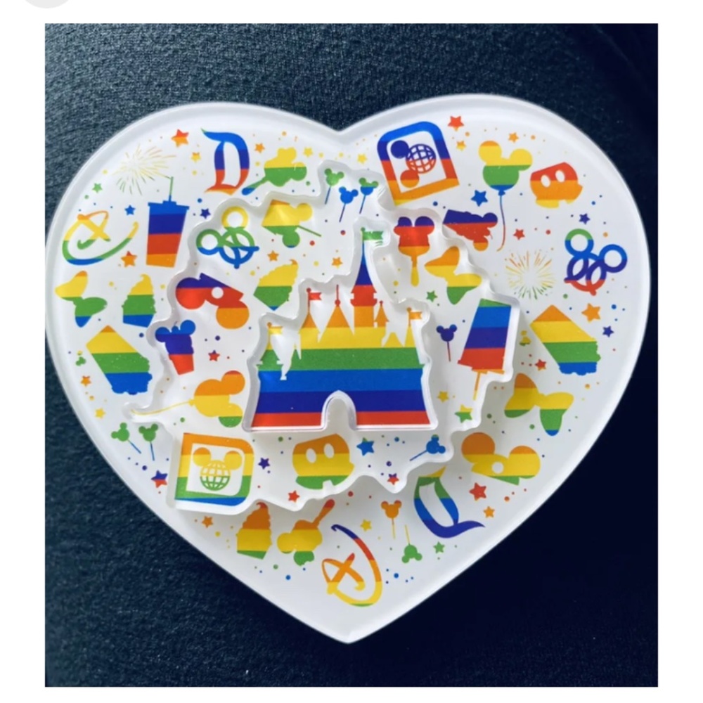 NEW Disney Parks Cinderella Castle Mickey Icon Magnet 3D Rainbow Park Icon